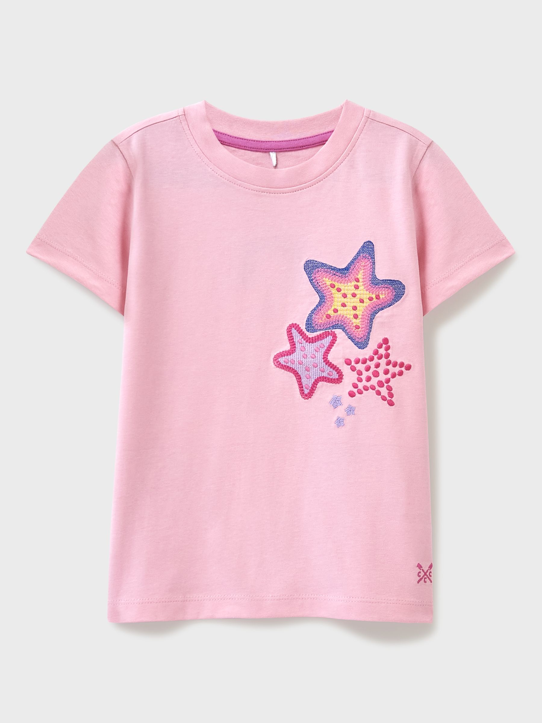 Buy Crew Clothing Kids' Crochet Star T-Shirt, Peach Online at johnlewis.com