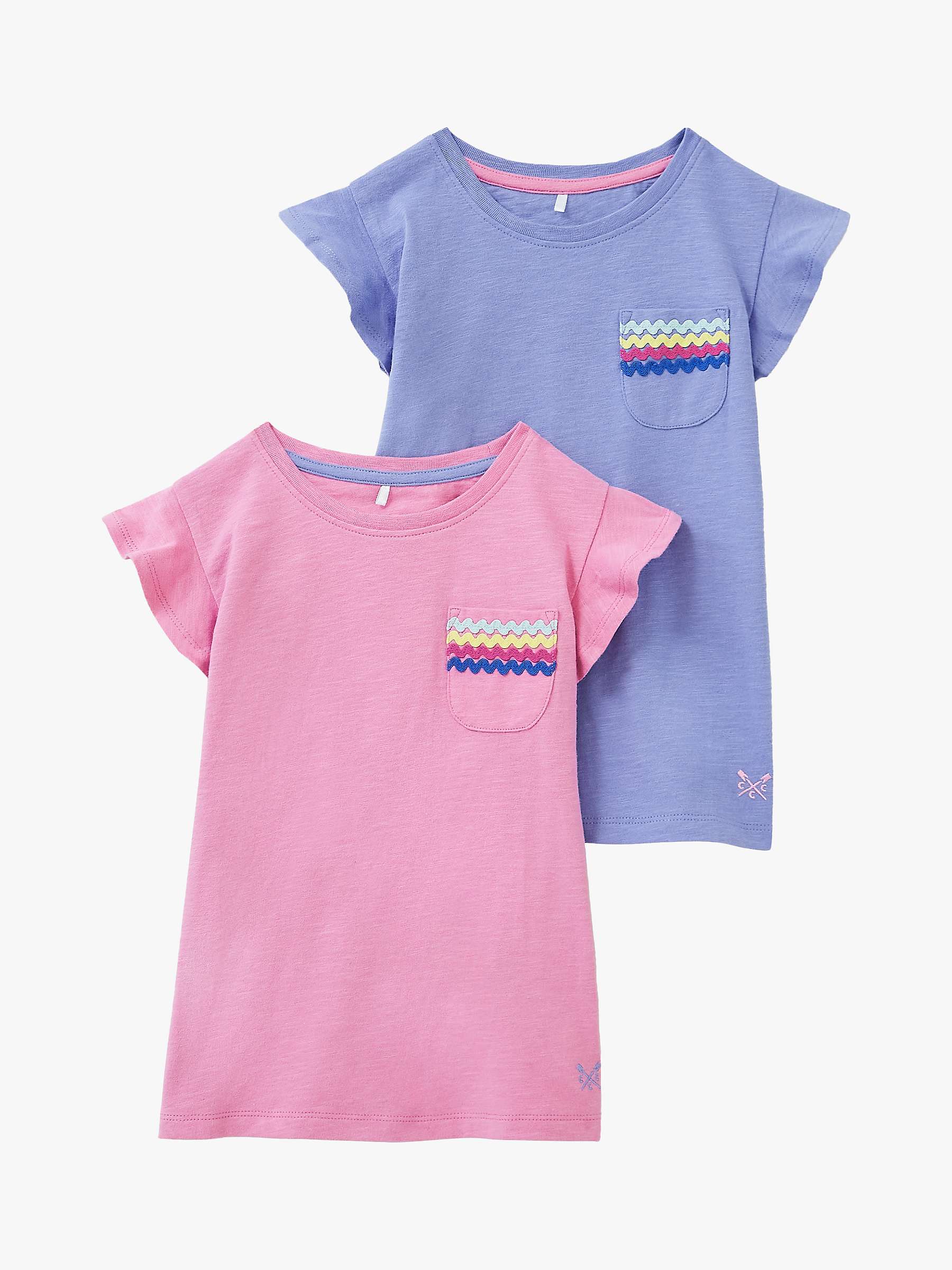 Buy Crew Clothing Kids' Ric-Rac Trim T-Shirts, Pack of 2, Pink/Purple Online at johnlewis.com