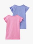 Crew Clothing Kids' Ric-Rac Trim T-Shirts, Pack of 2, Pink/Purple