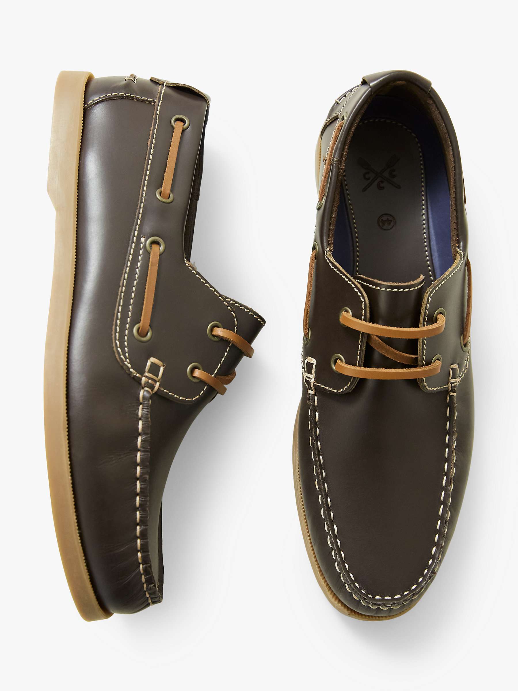 Buy Crew Clothing Austell Leather Boat Shoes, Chocolate Brown Online at johnlewis.com