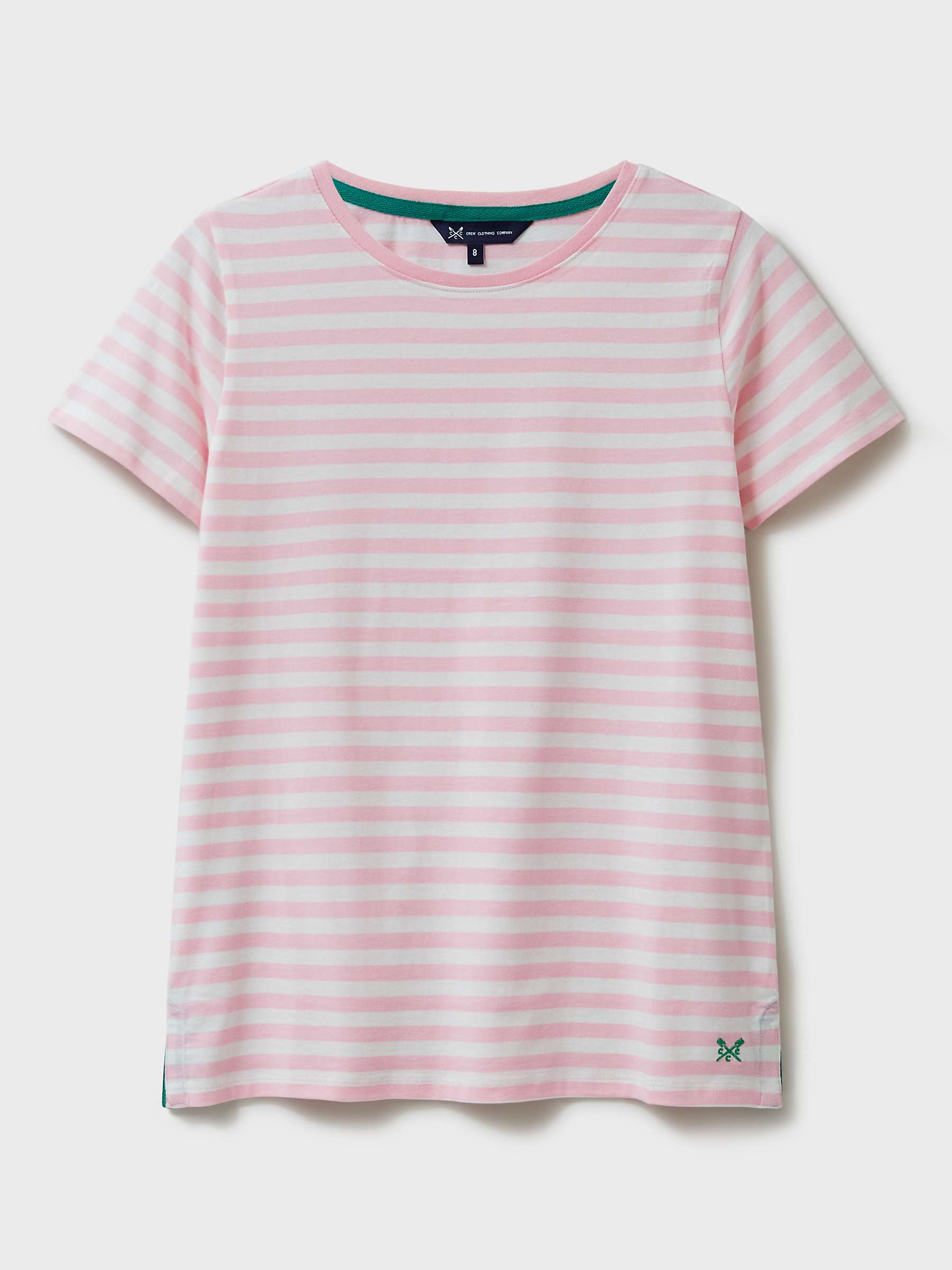 Buy Crew Clothing Breton Striped Cotton Jersey T-Shirt, White/Pink Online at johnlewis.com