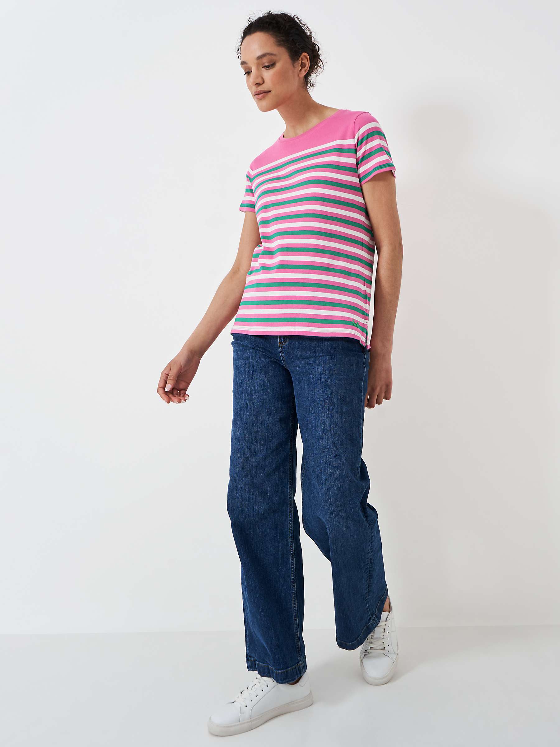 Buy Crew Clothing Breton Stripe T-Shirt, Multi Pink Online at johnlewis.com