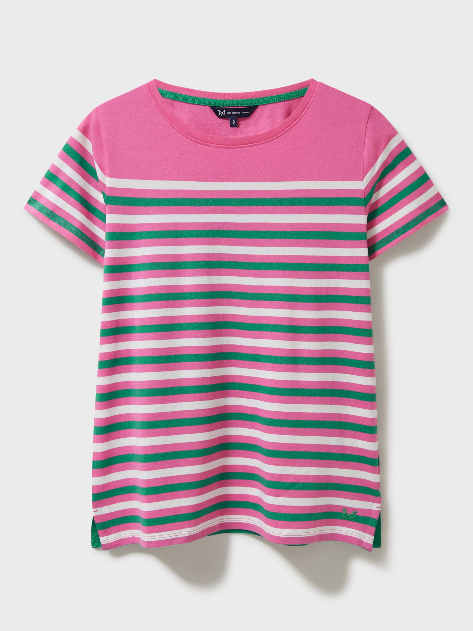 Crew Clothing Breton Stripe T-Shirt, Multi Pink, 14