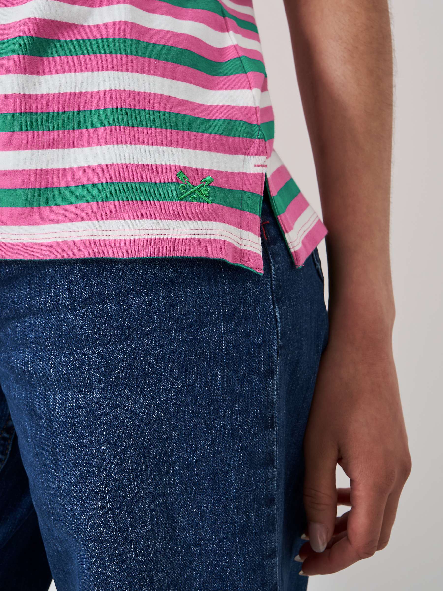Buy Crew Clothing Breton Stripe T-Shirt, Multi Pink Online at johnlewis.com