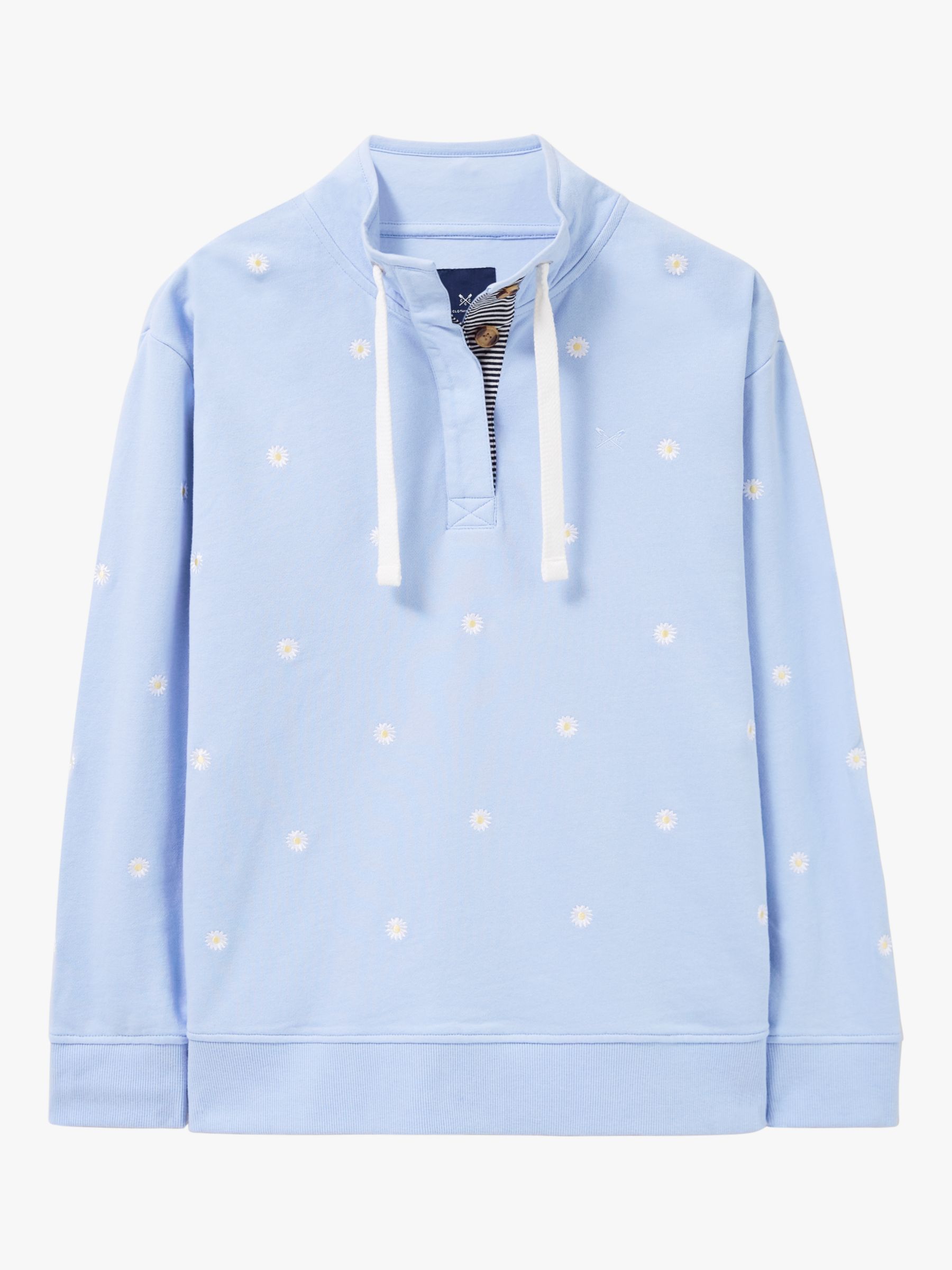 Buy Crew Clothing Button Neck Daisy Jumper, Bright Blue Online at johnlewis.com
