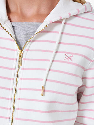 Crew Clothing Heritage Zip Through Hoodie, White/Pink