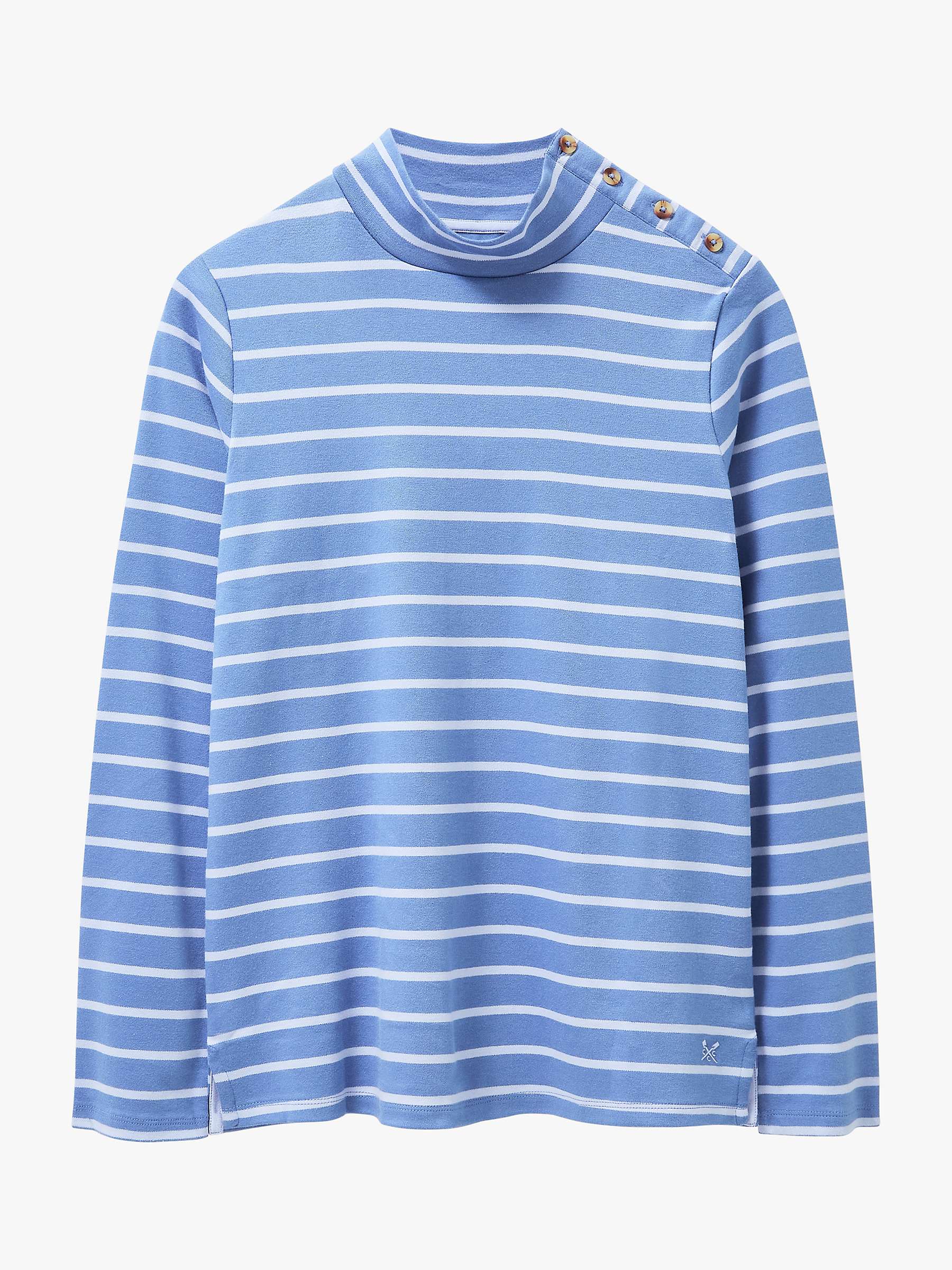 Buy Crew Clothing Relaxed Stripey Button Neck Top, Navy Blue Online at johnlewis.com