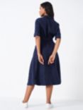 Crew Clothing Belted Linen Shirt Dress, Navy Blue