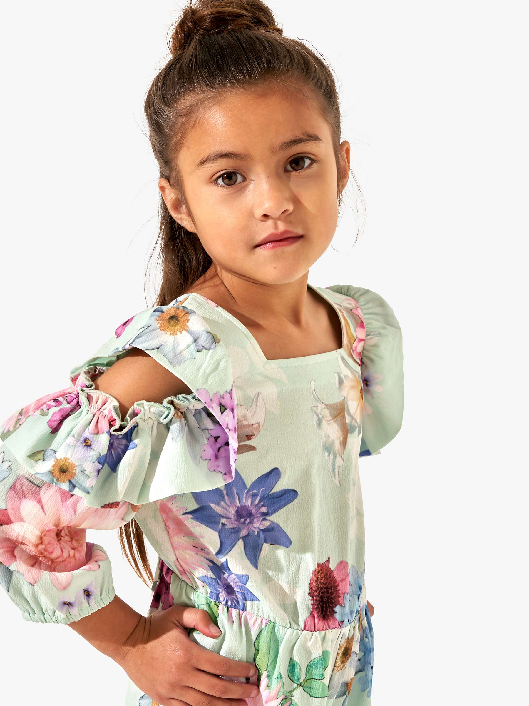 Buy Angel & Rocket Kids' Fiorella Floral Print Open Sleeve Detail Jumpsuit, Mint Online at johnlewis.com