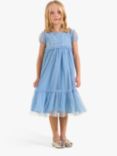 Angel & Rocket Kids' Luisa Embroidered Yolk Mesh Occasion Dress, Blue