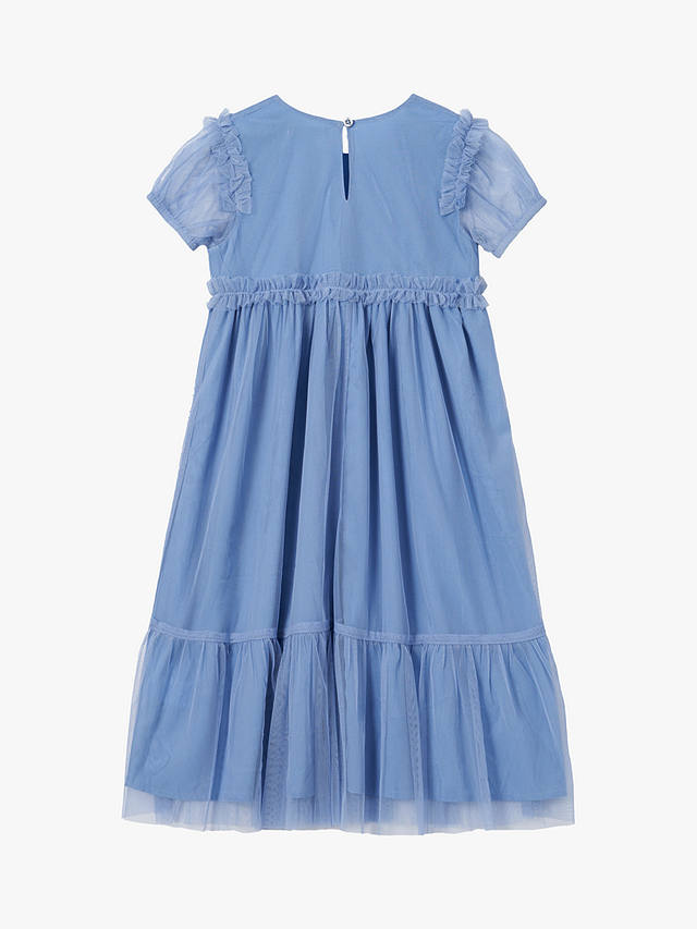 Angel & Rocket Kids' Luisa Embroidered Yolk Mesh Occasion Dress, Blue