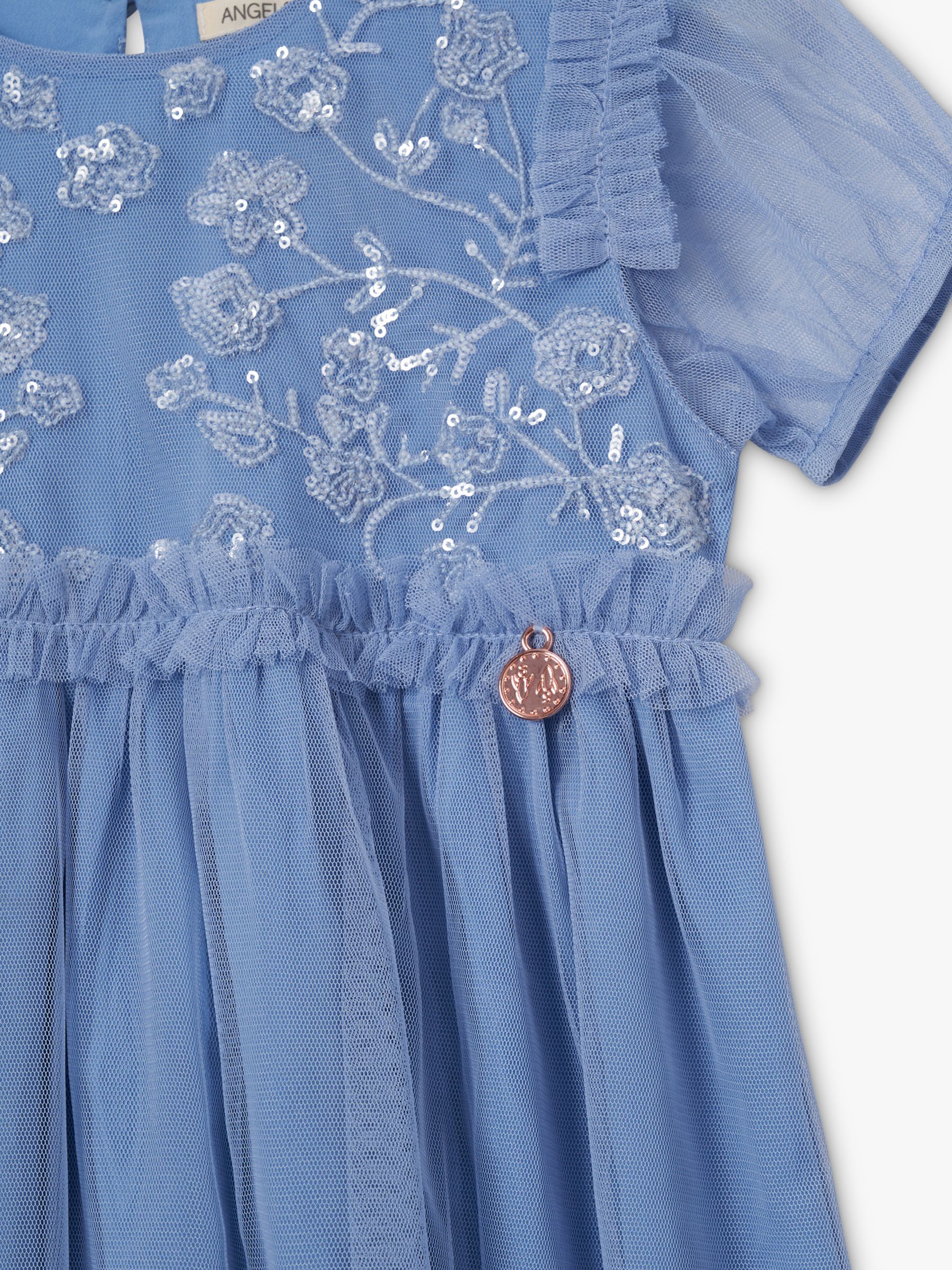 Buy Angel & Rocket Kids' Luisa Embroidered Yolk Mesh Occasion Dress, Blue Online at johnlewis.com