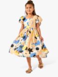 Angel & Rocket Kids' Evita Floral Print Tie Back Dip Hem Dress, Apricot