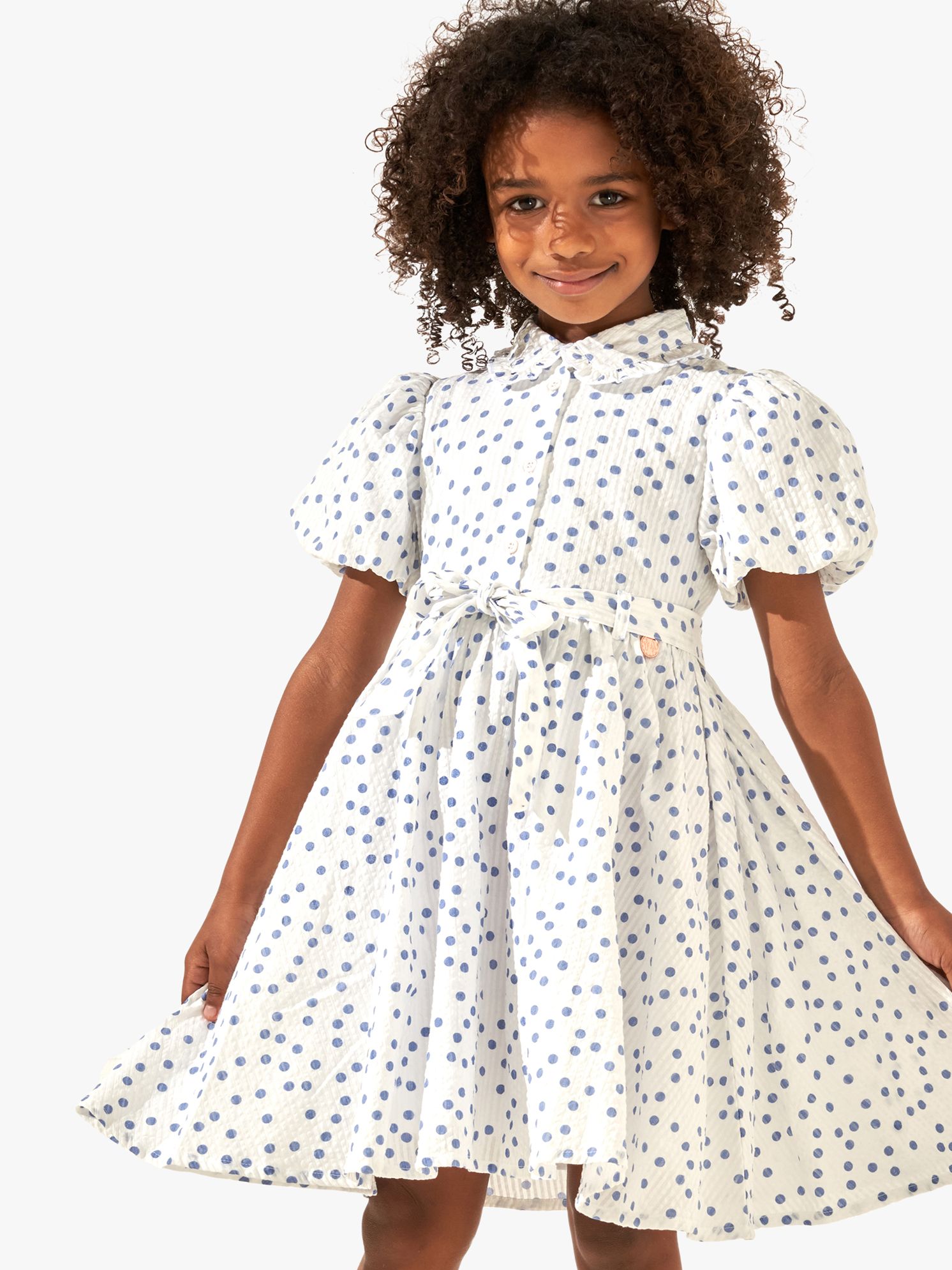 Buy Angel & Rocket Kids' Danni Spot Shirt Dress, Ivory Online at johnlewis.com