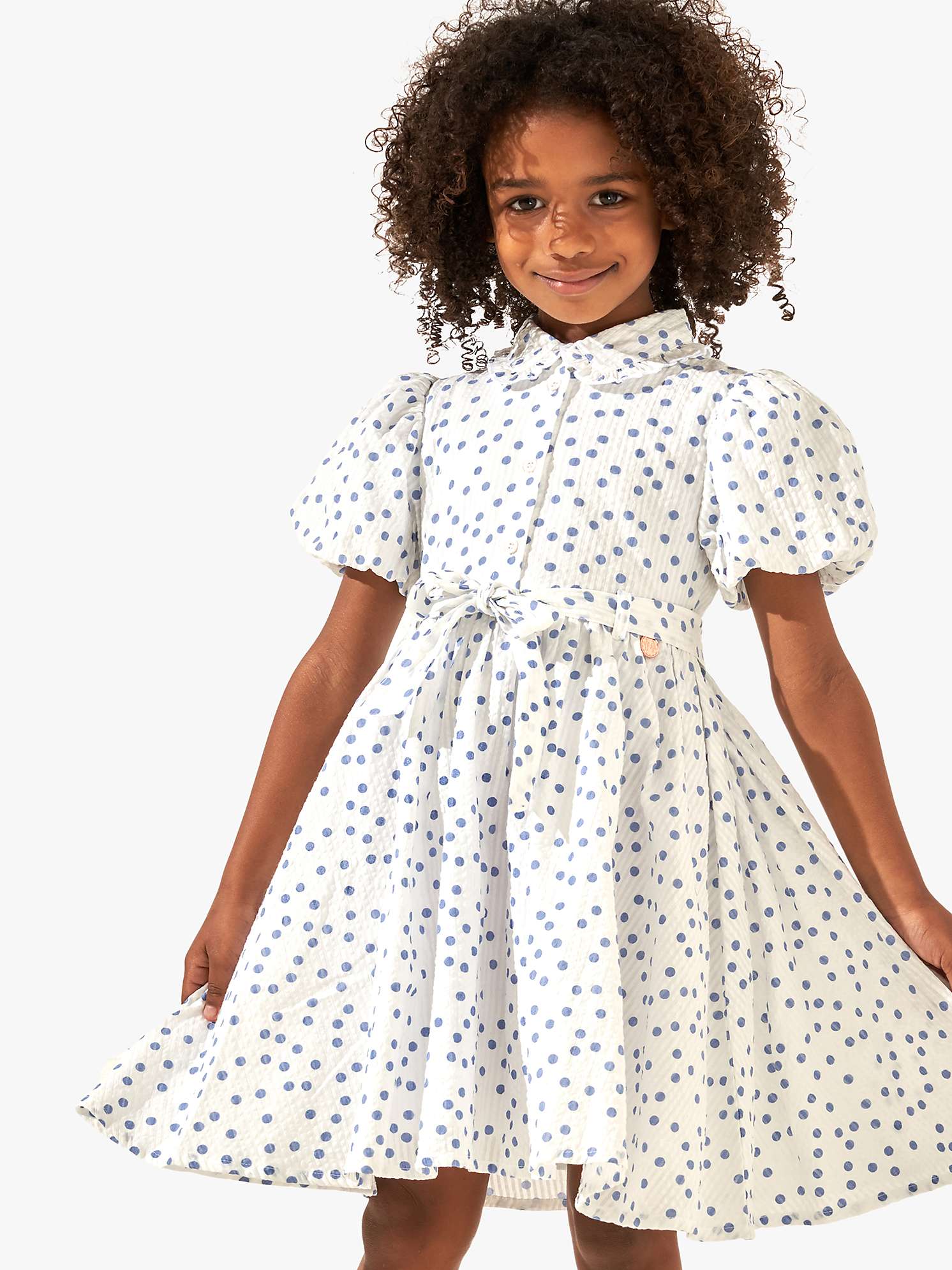 Buy Angel & Rocket Kids' Danni Spot Shirt Dress, Ivory Online at johnlewis.com
