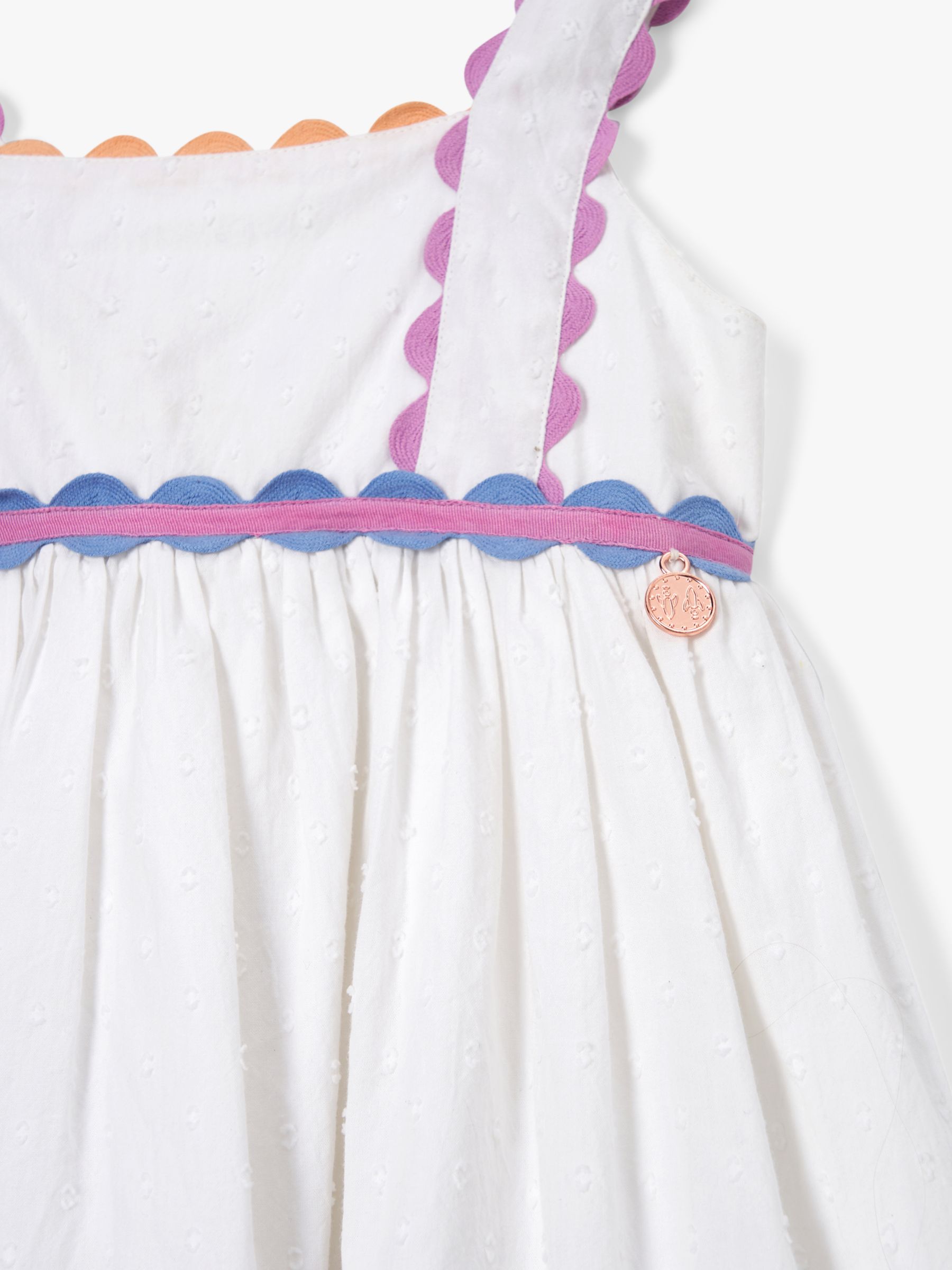 Angel & Rocket Kids' Lia Rik Rak Dress, White, 3 years