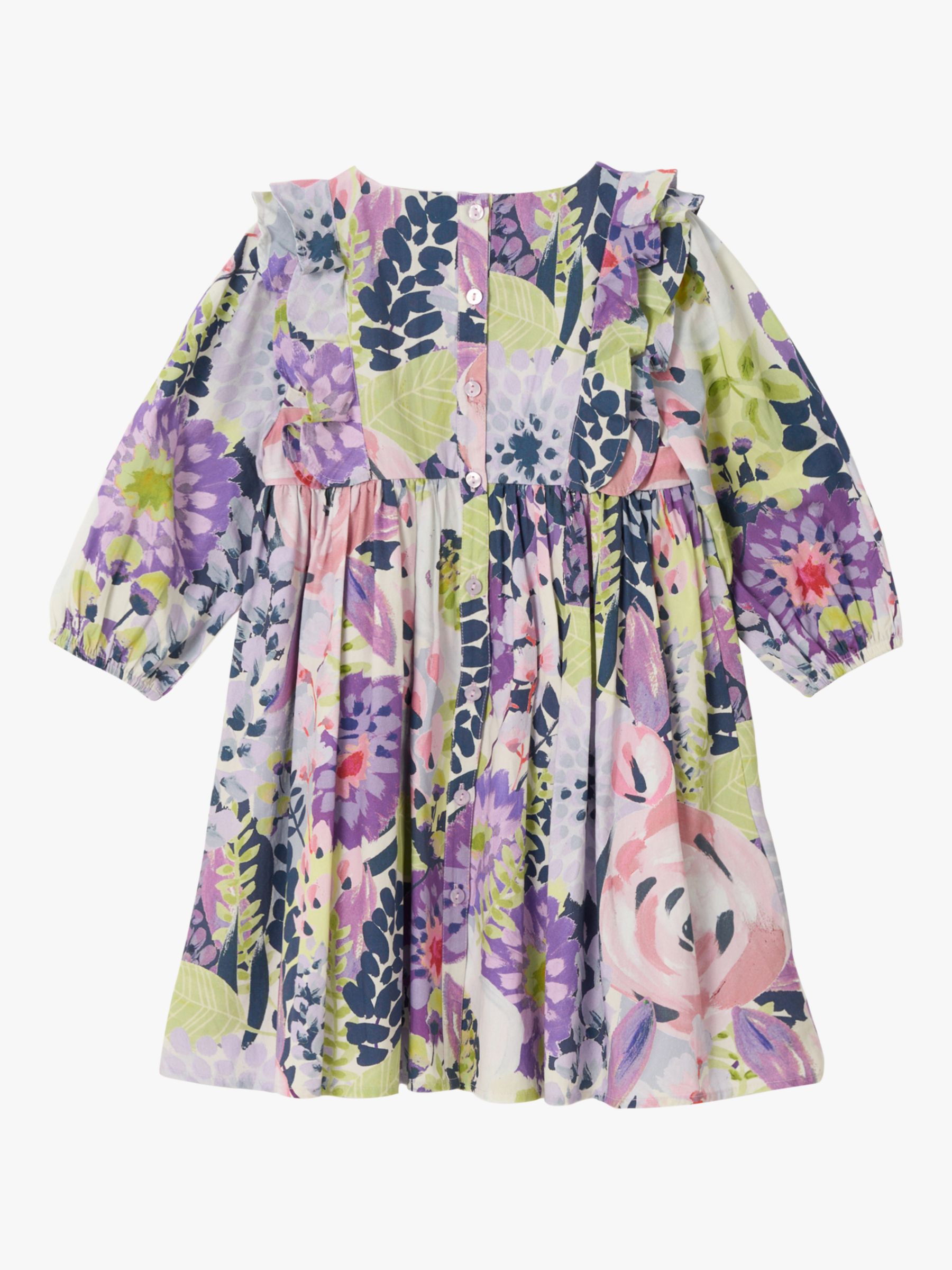 Buy Angel & Rocket Kids' Ellie Floral Print Ruffle Dress, Purple Online at johnlewis.com