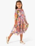 Angel & Rocket Kids' Eleanor Floral Print Mesh Occasion Dress, Pink