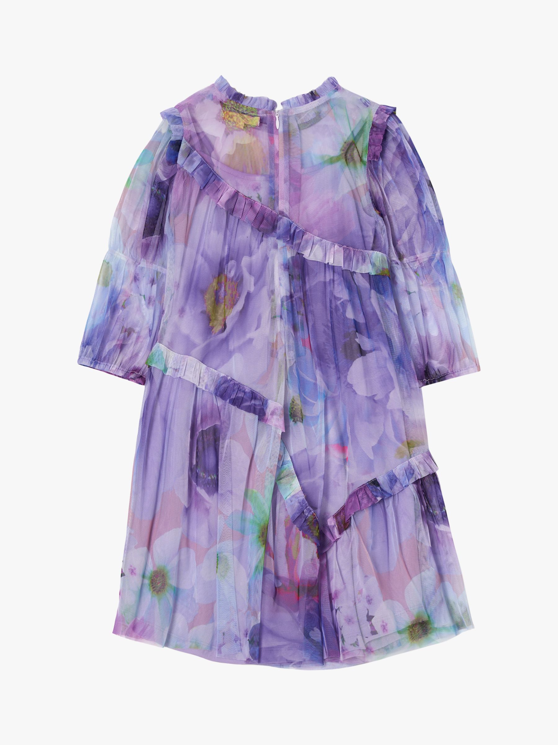 Buy Angel & Rocket Kids' Beatrice Floral Print Ruffle Mesh Dress, Lavender Online at johnlewis.com