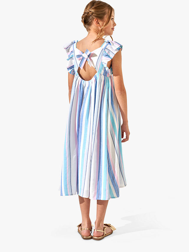 Angel & Rocket Kids' Maxine Stripe Ruffle Back Detail Maxi Dress, Blue