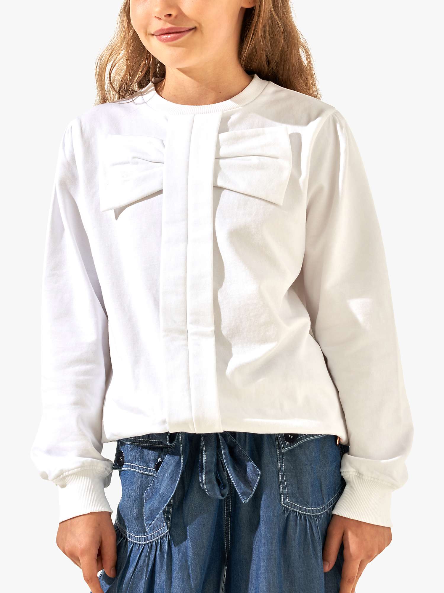 Buy Angel & Rocket Kids' Ruthie Bow Front Sweatshirt, White Online at johnlewis.com
