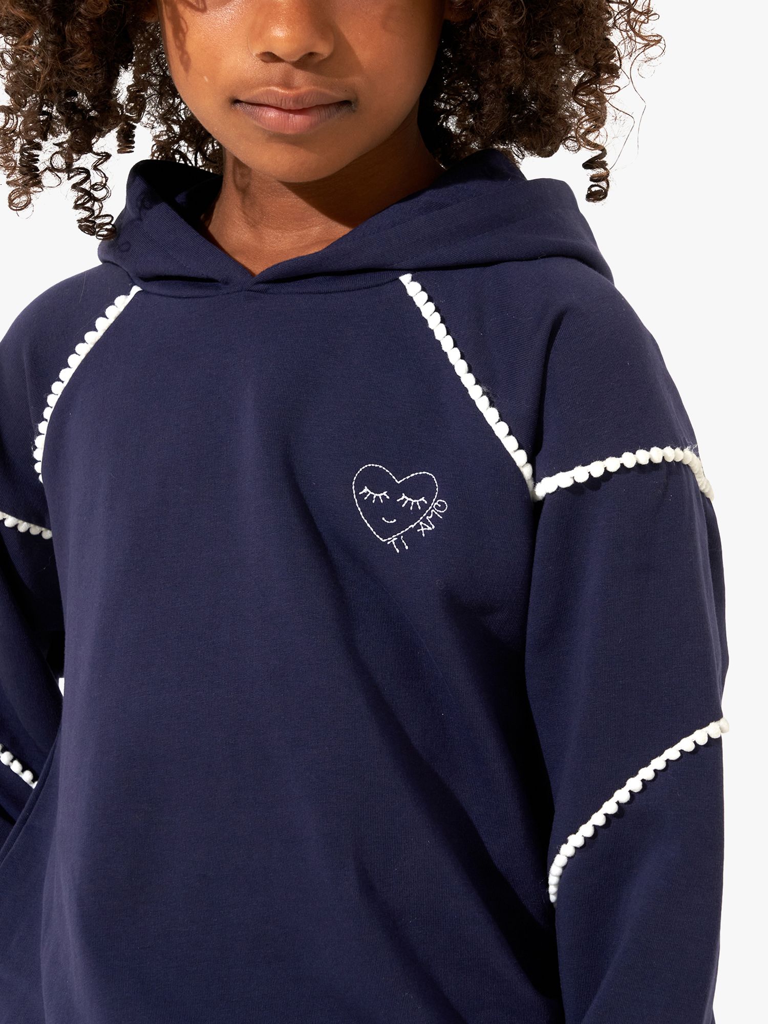 Buy Angel & Rocket Kids' Vittoria Booble Trim Hoodie, Navy Online at johnlewis.com