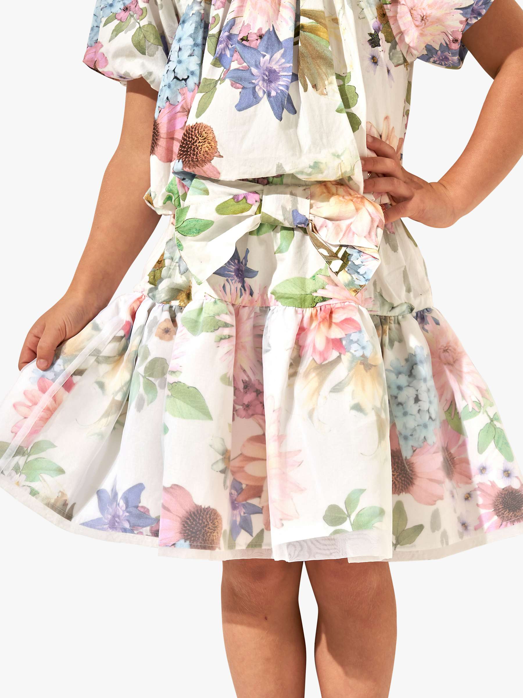 Buy Angel & Rocket Kids' Perla Layered Floral Print Skirt, Ivory Online at johnlewis.com