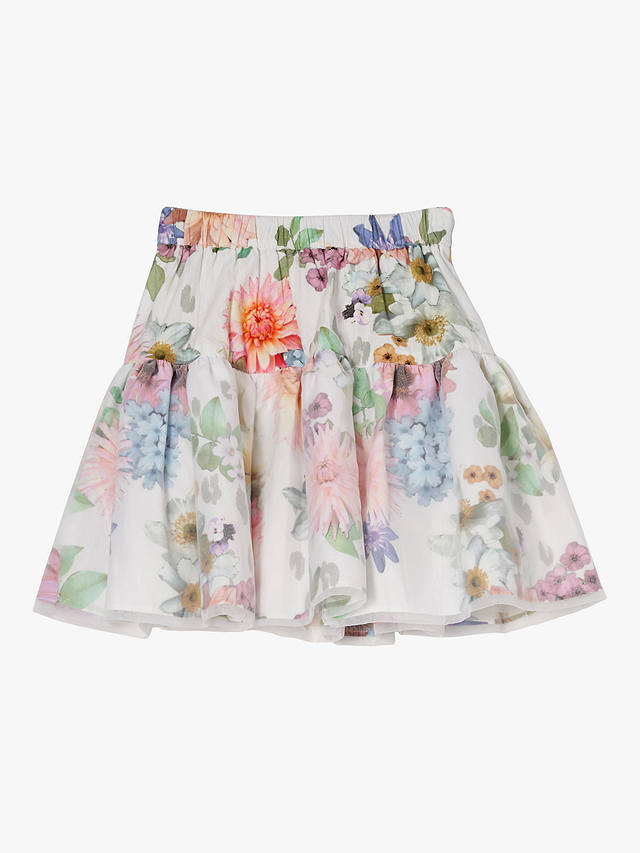 Angel & Rocket Kids' Perla Layered Floral Print Skirt, Ivory