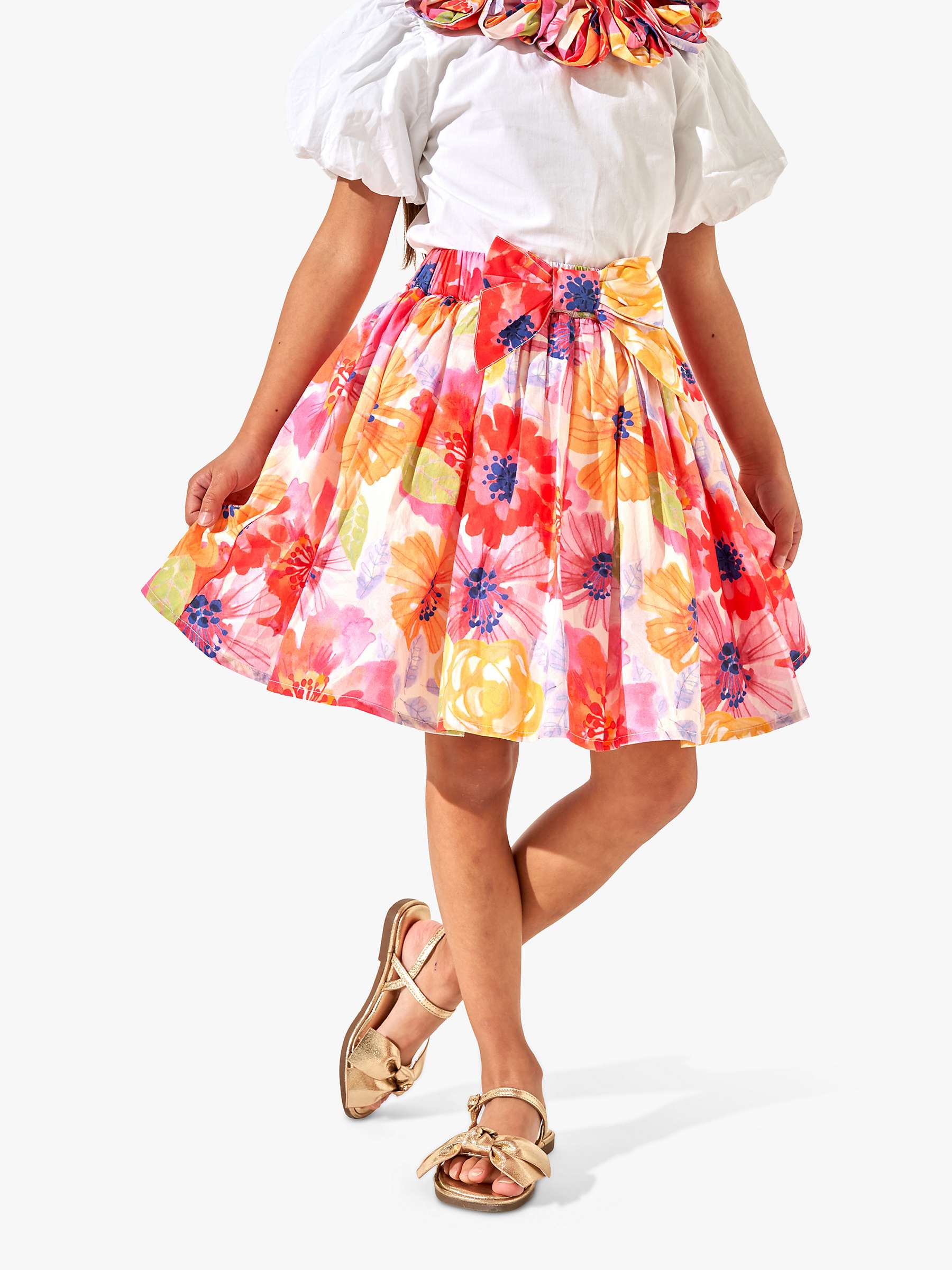 Buy Angel & Rocket Kids' Sadie Floral Print Skirt, Red Online at johnlewis.com