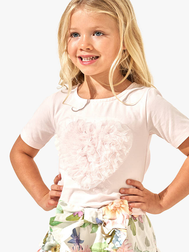 Angel & Rocket Kids' Agata Heart Corsage T-Shirt, Pink