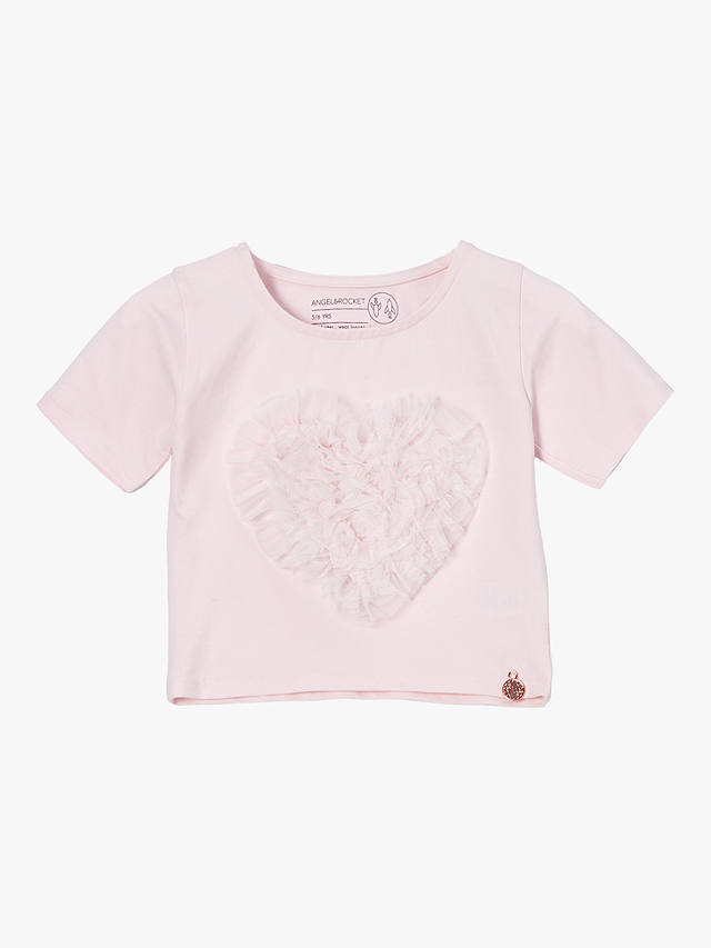 Angel & Rocket Kids' Agata Heart Corsage T-Shirt, Pink