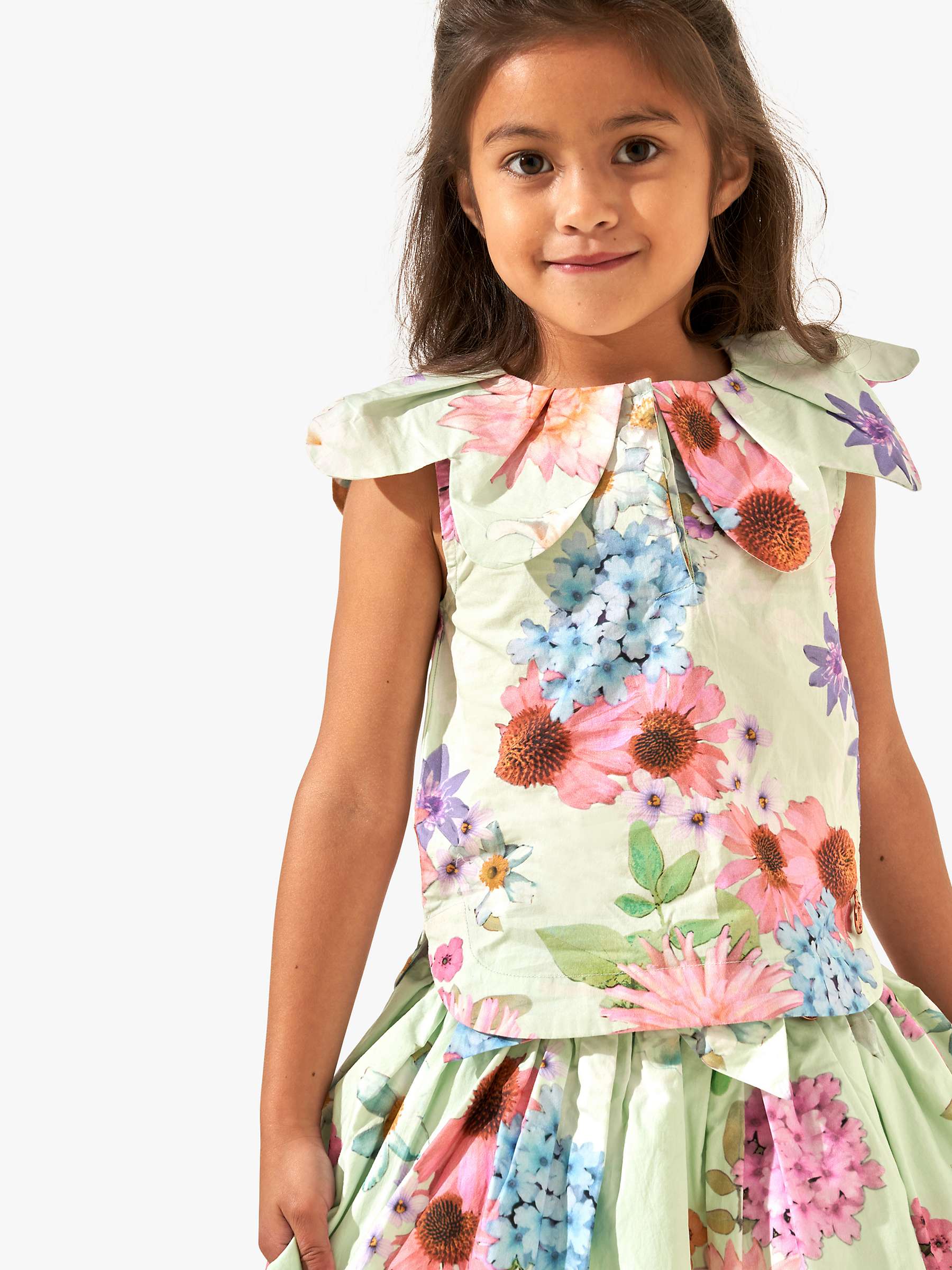 Buy Angel & Rocket Kids' Darcy Floral Print Petal Collar Top, Mint Online at johnlewis.com