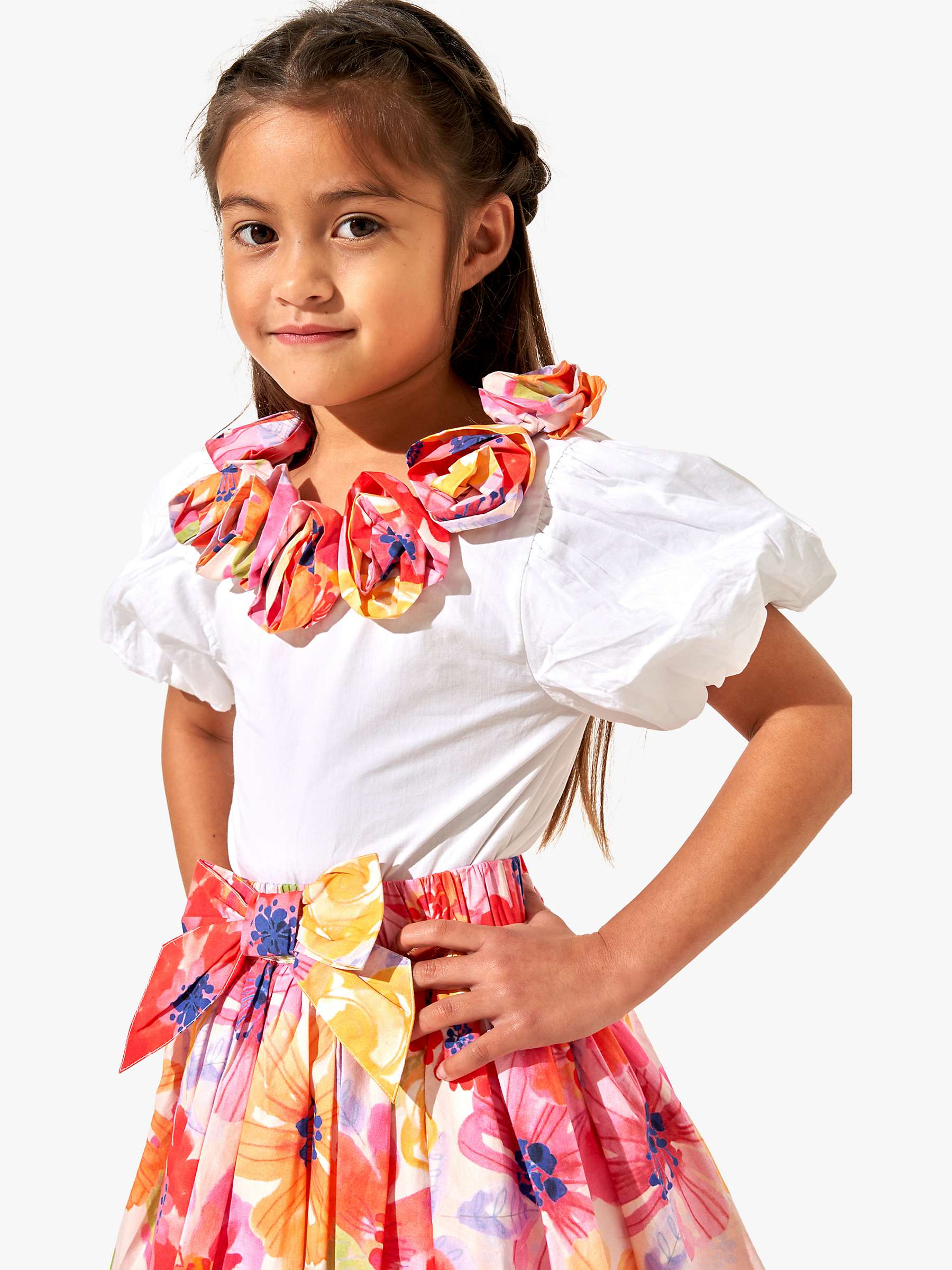 Buy Angel & Rocket Kids' Sadie Corsage Neck Top, White/Multi Online at johnlewis.com