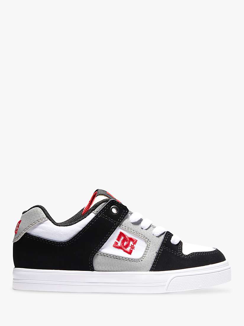 Buy DC Shoes Kids' Pure Leather Lace Up Trainers, White/Black/Red Online at johnlewis.com