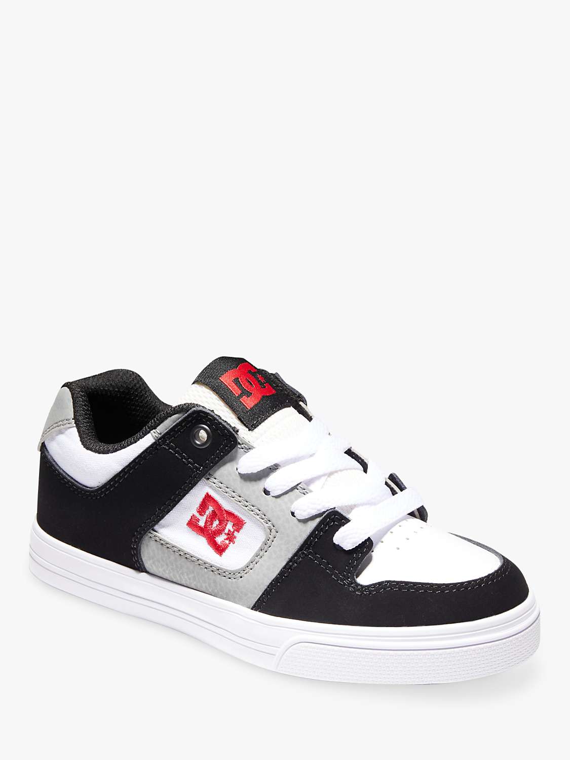 Buy DC Shoes Kids' Pure Leather Lace Up Trainers, White/Black/Red Online at johnlewis.com