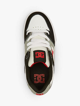 DC Shoes Kids' Pure Leather Lace Up Trainers, White/Black/Red