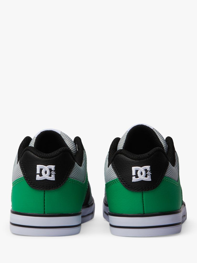 DC Shoes Kids' Pure Leather Lace Up Trainers, Black/Green, 1