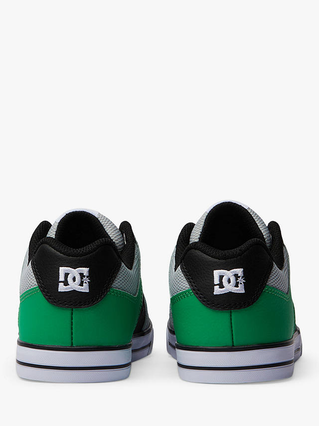 DC Shoes Kids' Pure Leather Lace Up Trainers, Black/Green