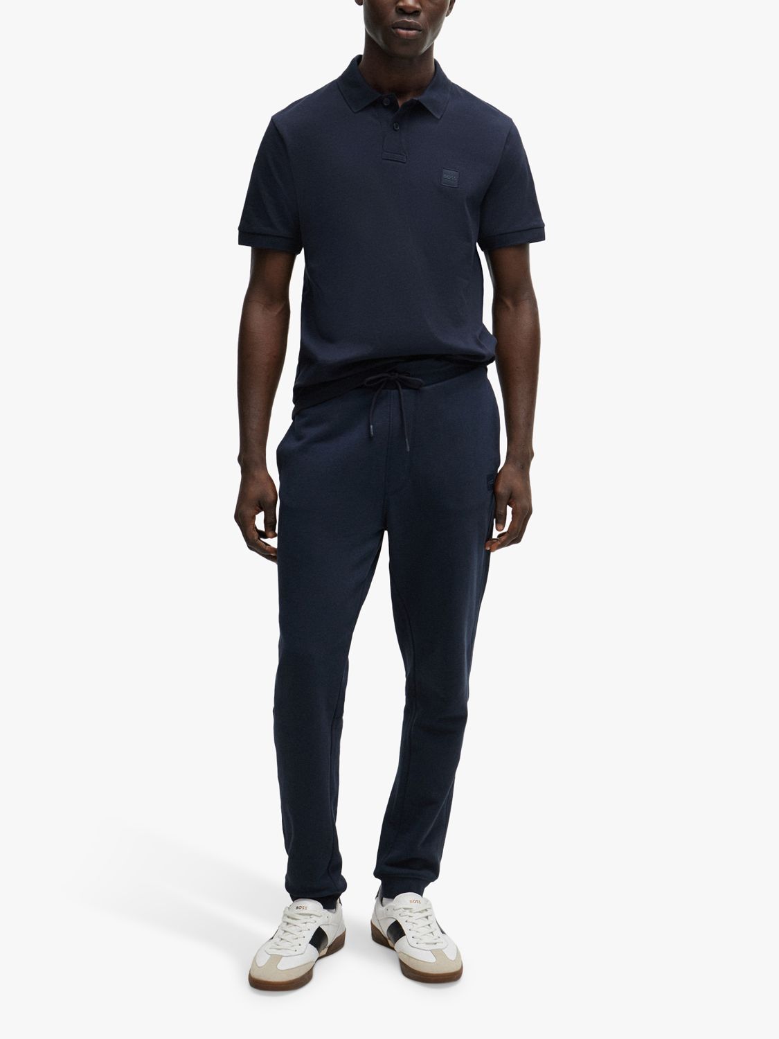 BOSS Stretch Piqué Polo Shirt, Dark Blue