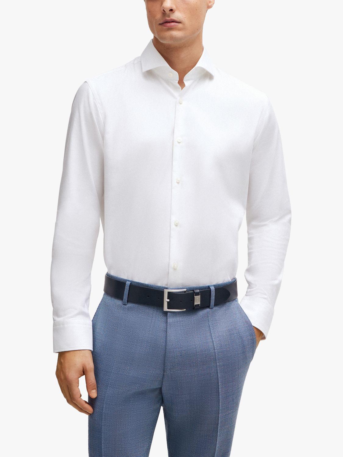 BOSS Heritage Regular Fit Cotton Shirt, White, 15