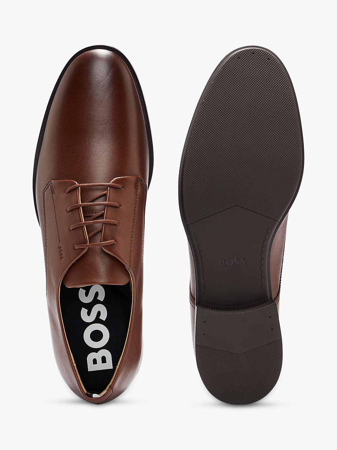 Buy BOSS Colby Leather Derby Shoes, Medium Brown Online at johnlewis.com
