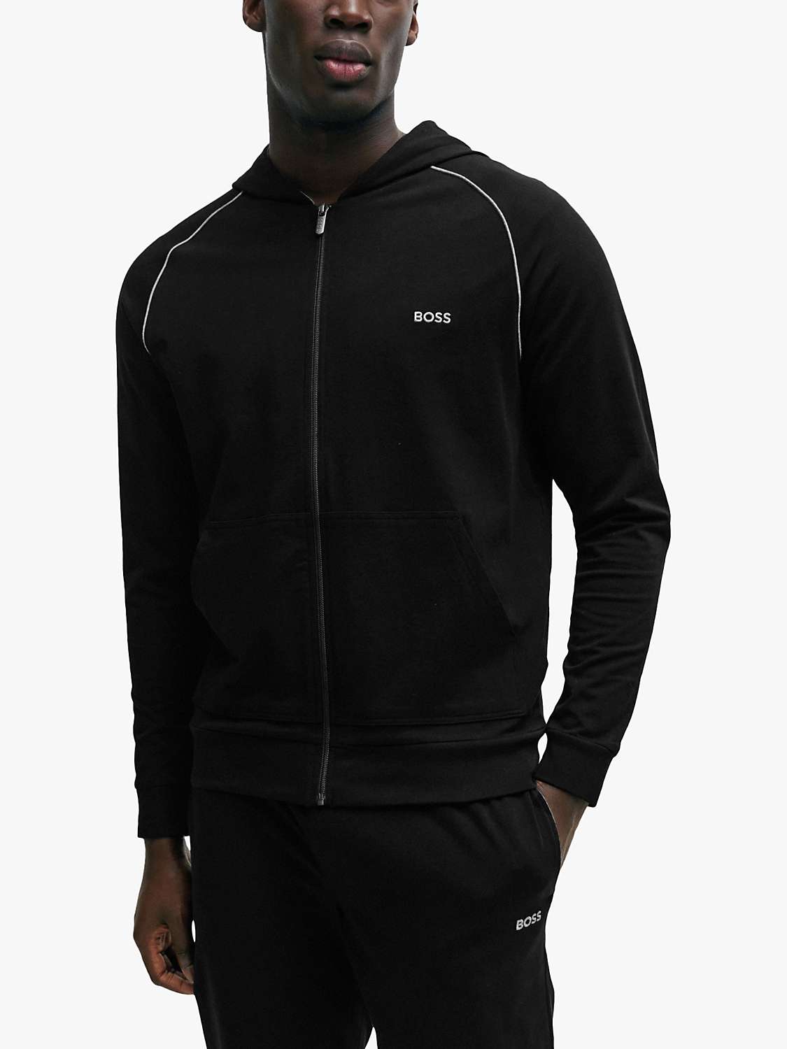 Buy BOSS Mix&Match Embroidered Logo Hoodie, Black Online at johnlewis.com