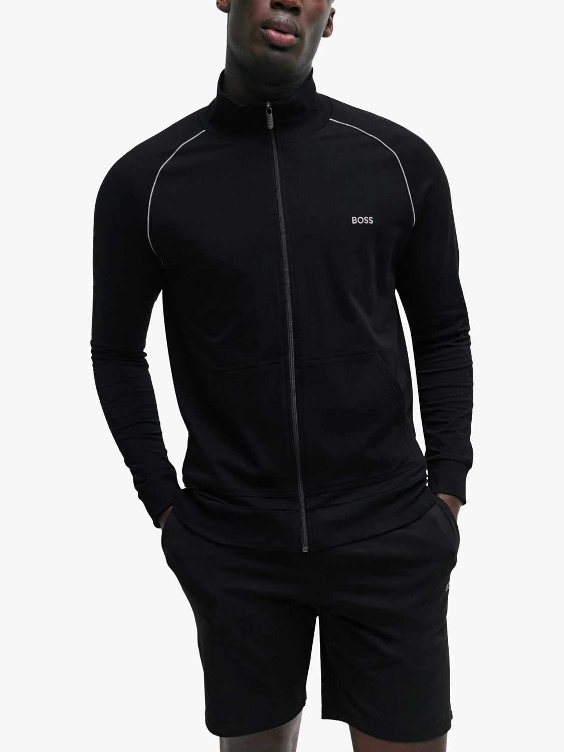 BOSS Contrast Piping Track Top, Black at John Lewis & Partners