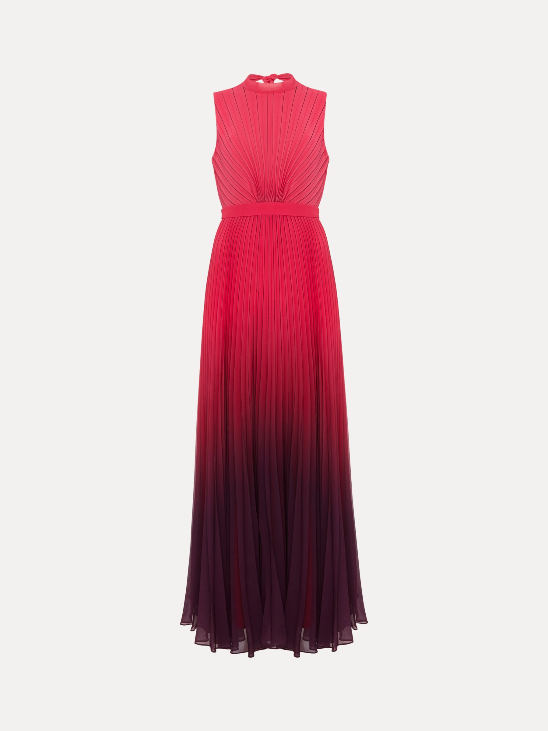 Phase Eight Daniella Pleated Ombre Maxi Dress, Pink/Multi, 14
