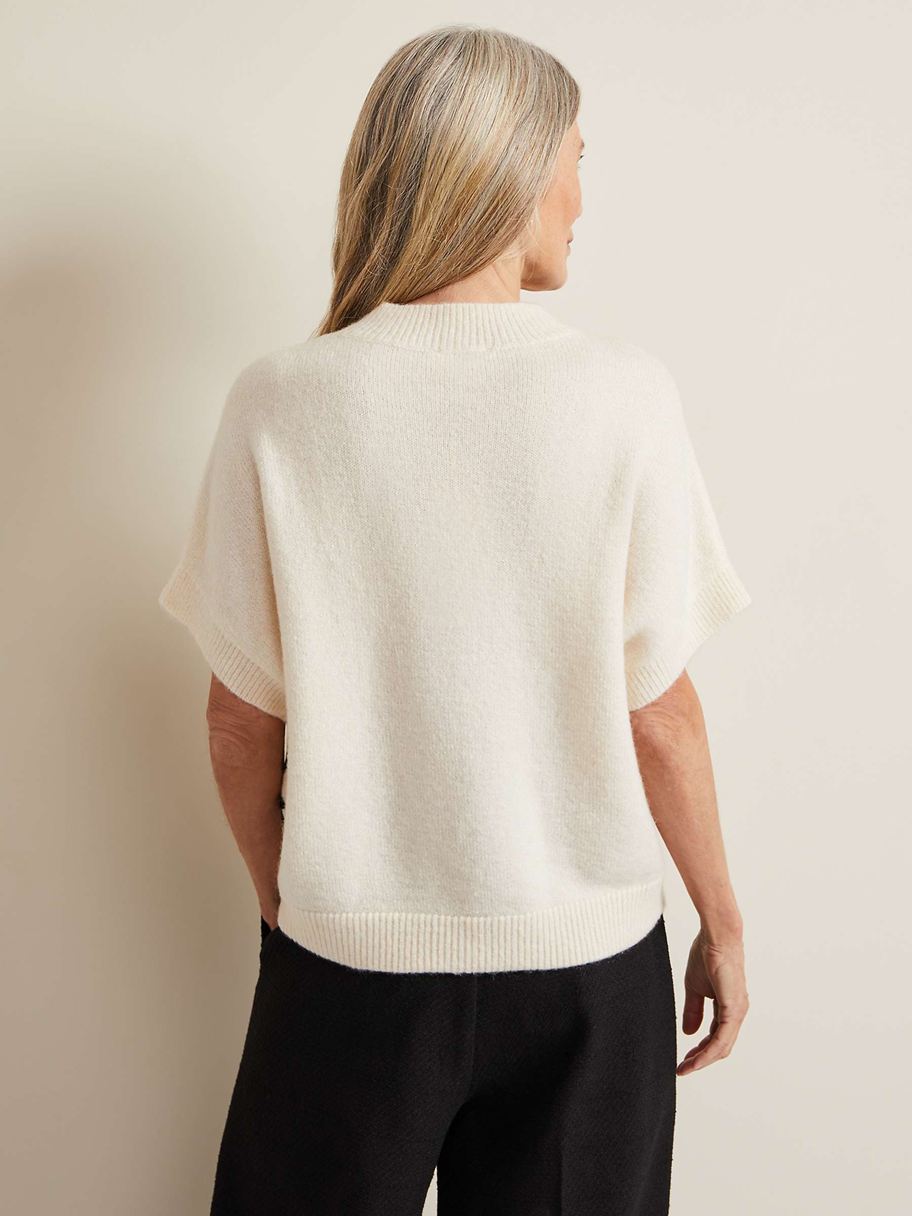 Buy Phase Eight  Arianna Applique Knit Top, Black/Ivory Online at johnlewis.com