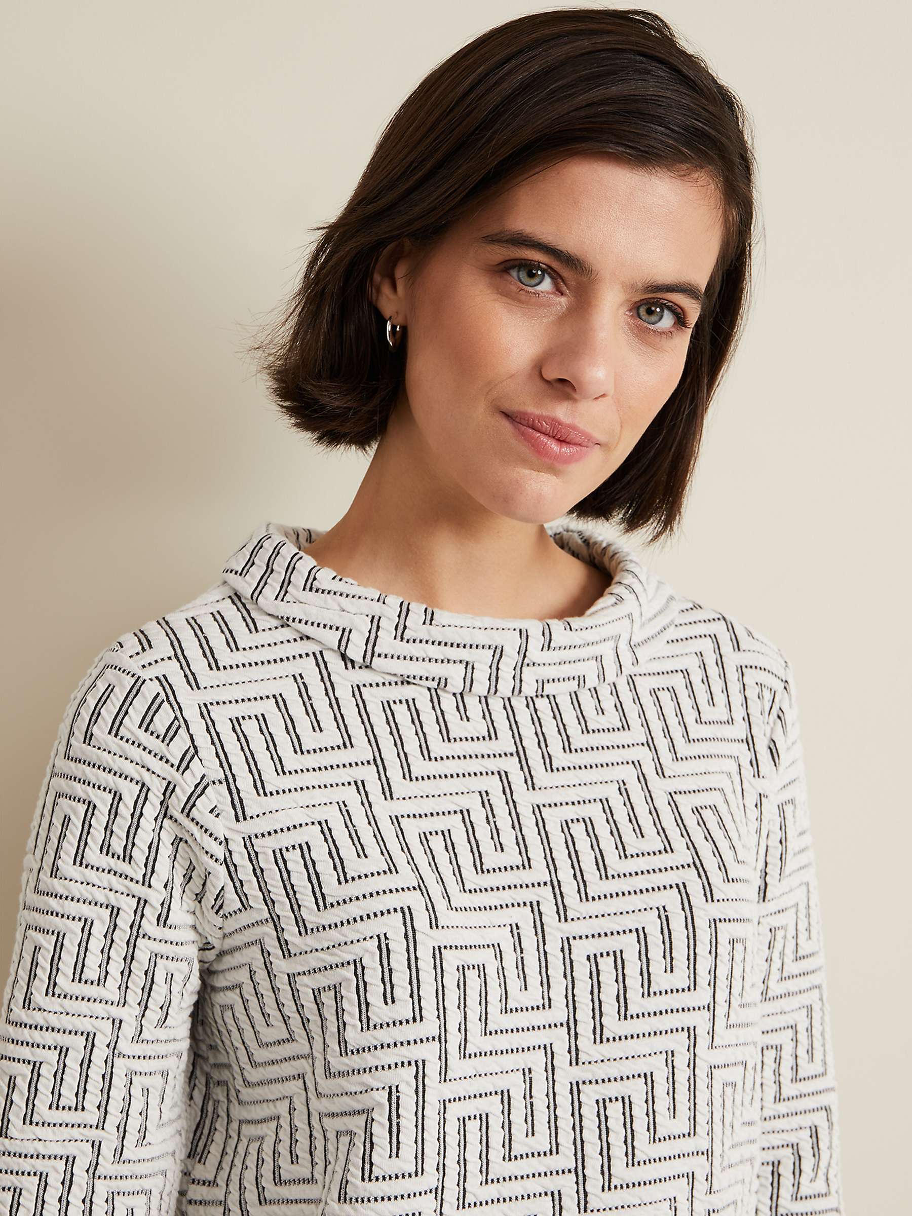 Buy Phase Eight Rena Textured Top, Ivory/Black Online at johnlewis.com