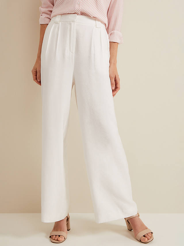 Phase Eight Tyla Wide Leg Trousers, White