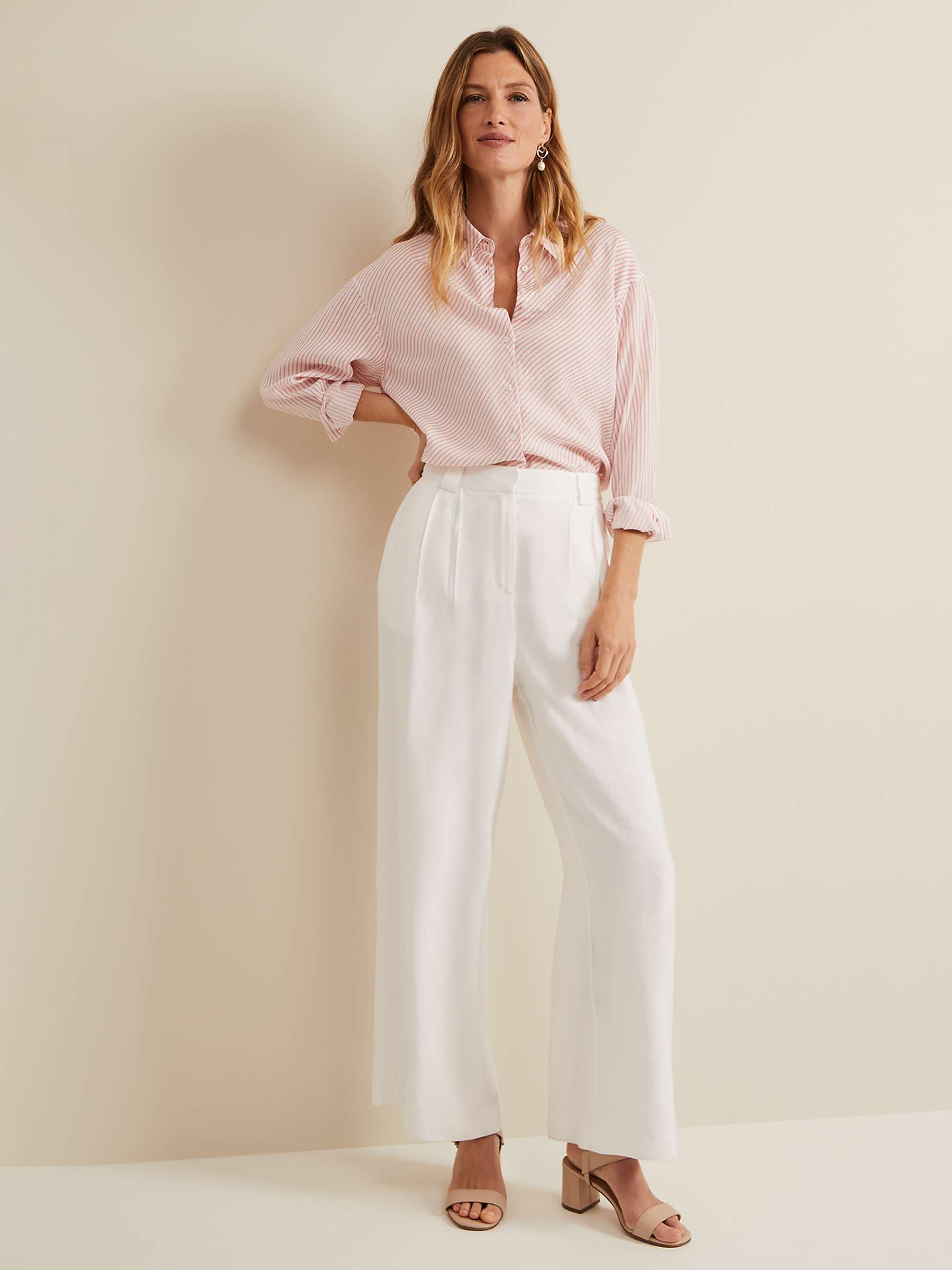 Buy Phase Eight Tyla Wide Leg Trousers, White Online at johnlewis.com