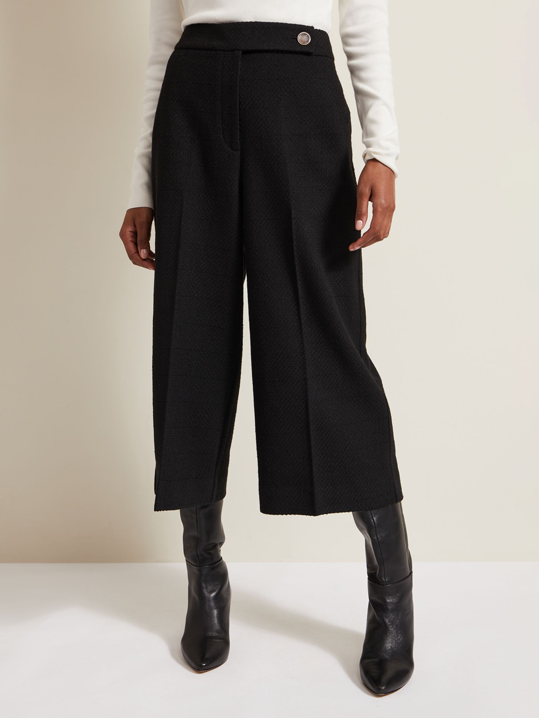 Buy Phase Eight Ripley Boucle Textured Culottes, Black Online at johnlewis.com
