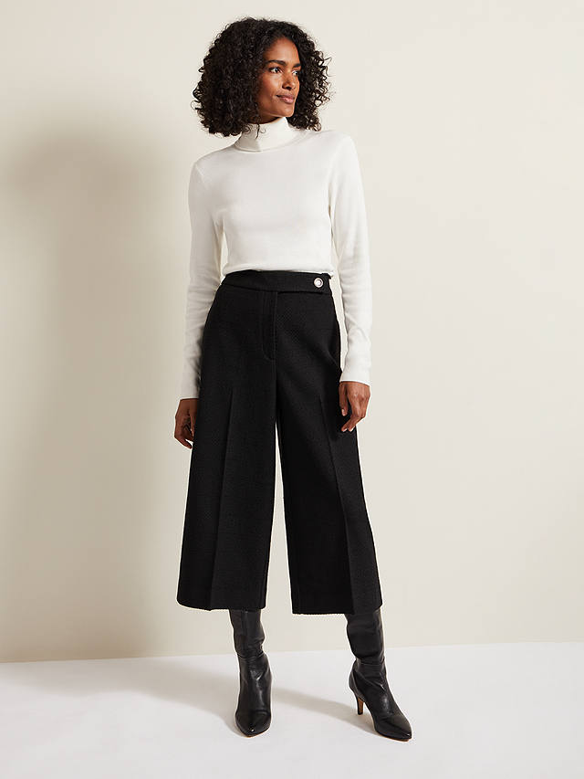Phase Eight Ripley Boucle Textured Culottes, Black